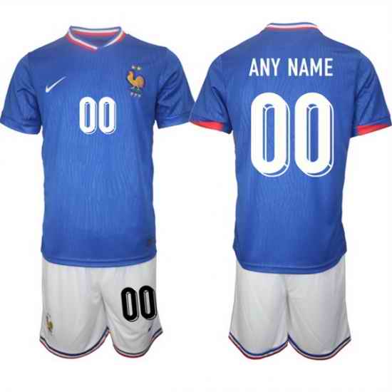 Men France Custom Blue 2024 25 Home Soccer Jersey Suit
